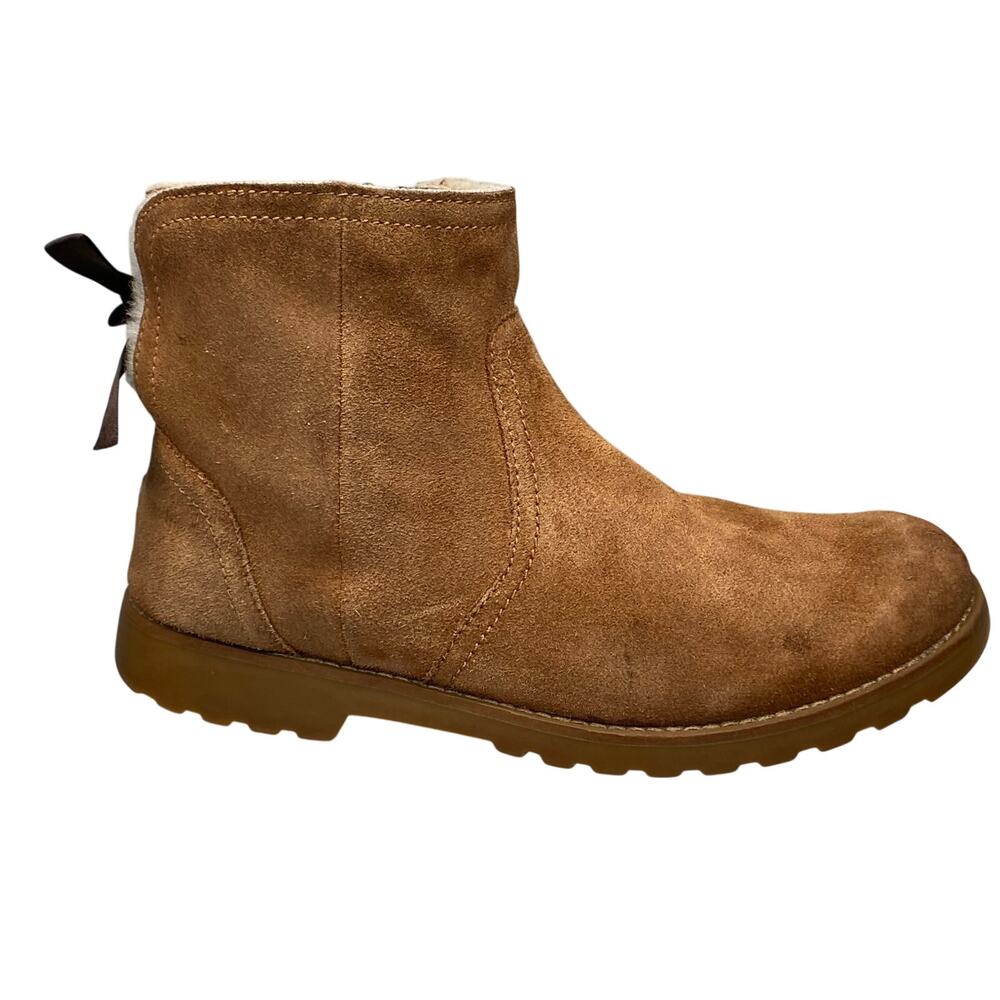 UGG Kids' Cecily Ankle Boot Girls Sz 6 Chestnut Suede with Bow